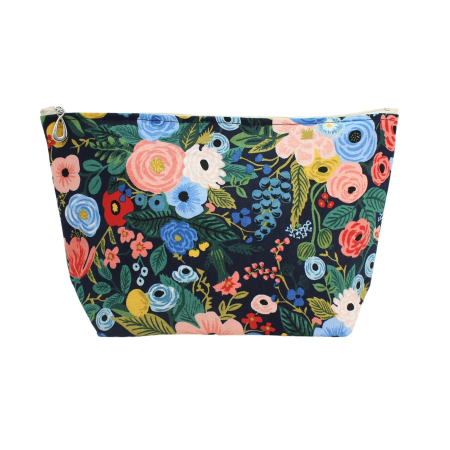 COSMETIC BAG NAVY FLORAL LARGE