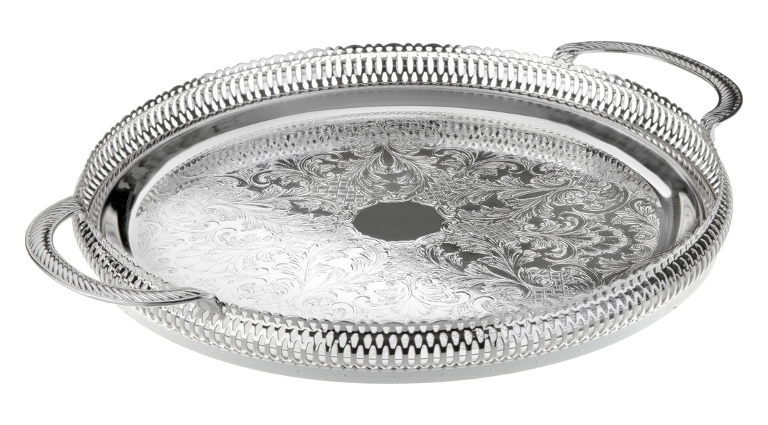 14" RD TRAY GALLERY W/ HANDLES #24592