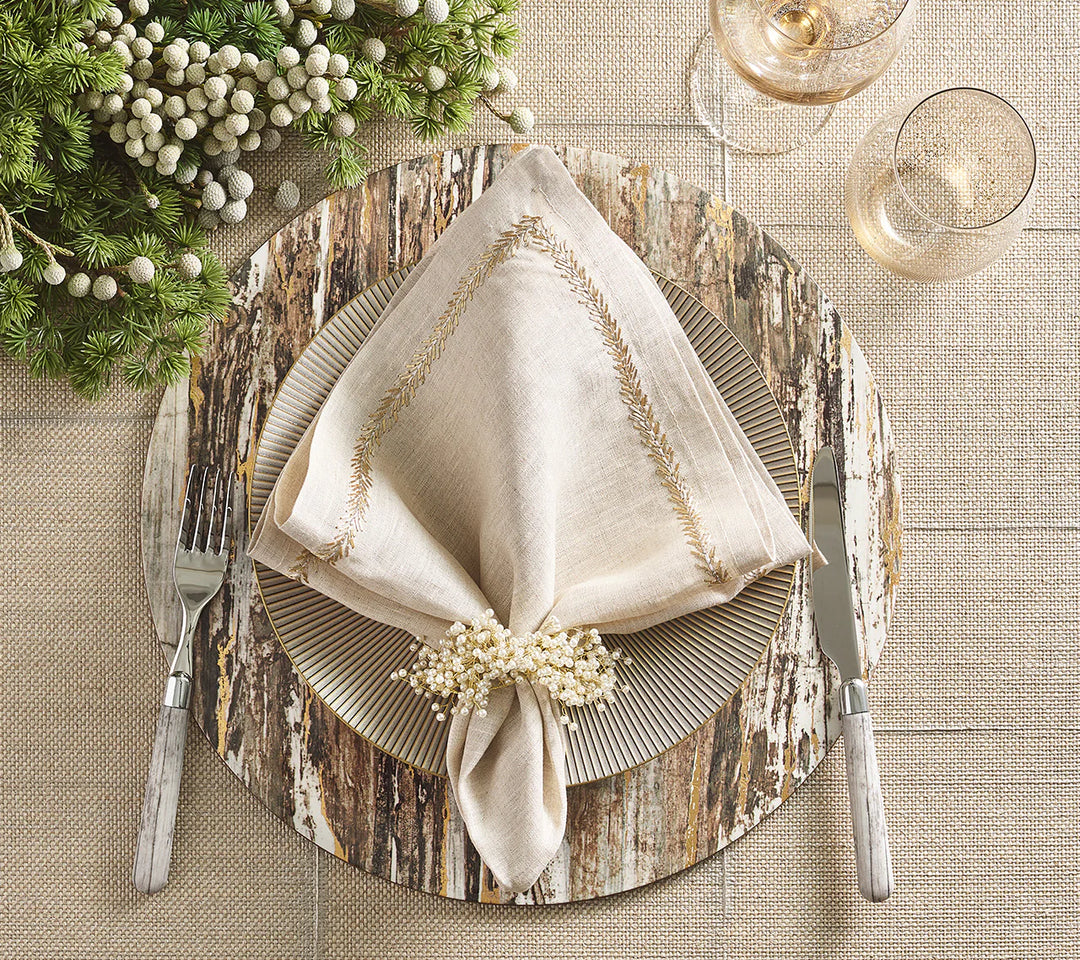 NAPKIN JARDIN NATURAL/GOLD/SILVER #60287