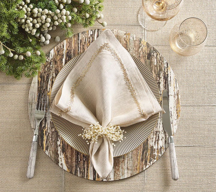 NAPKIN JARDIN NATURAL/GOLD/SILVER #60287