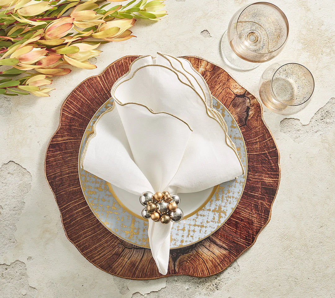 NAPKIN RING BAUBLE GOLD & SILVER #60297