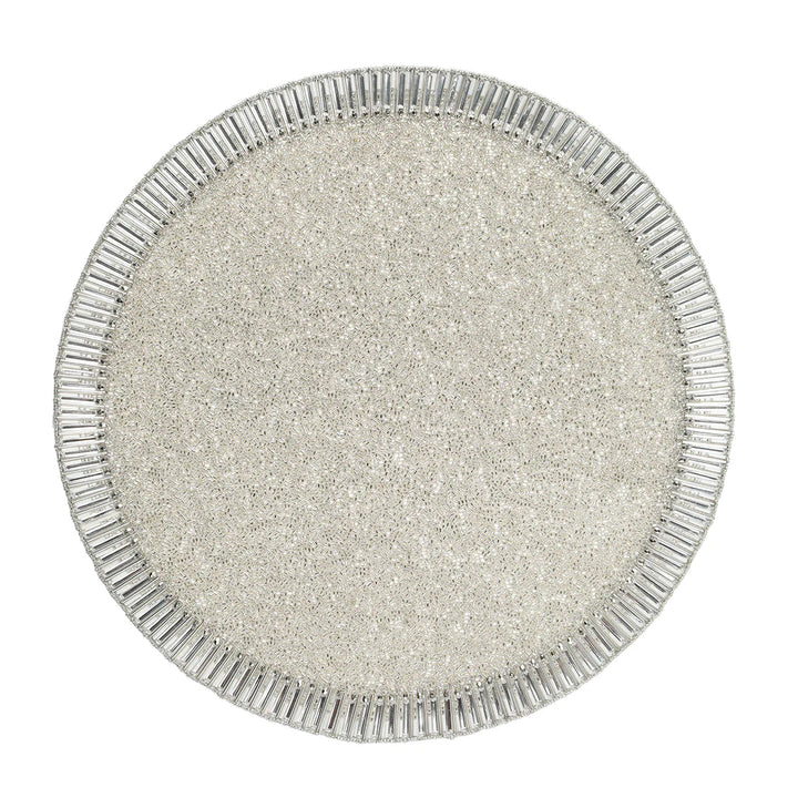 PLACEMAT ROUND BEVEL SILVER/CRYSTAL #60305