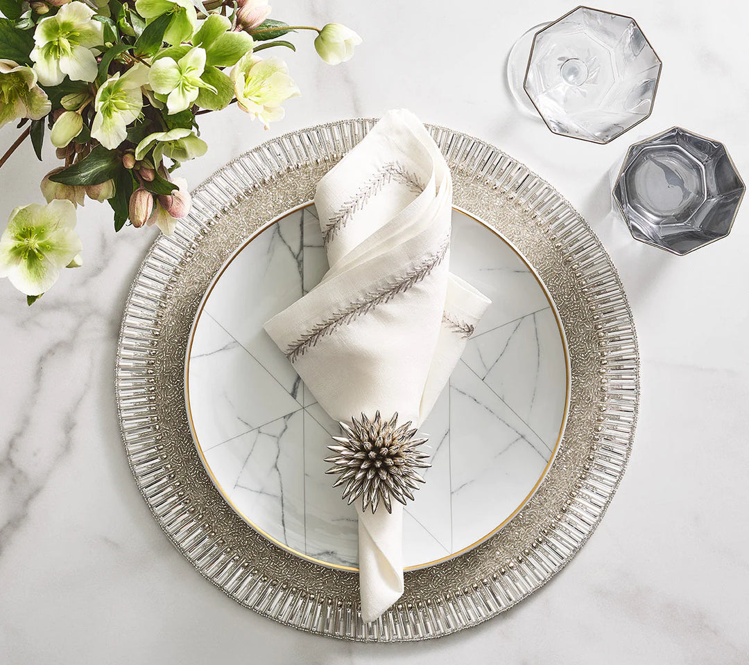 PLACEMAT ROUND BEVEL SILVER/CRYSTAL #60305