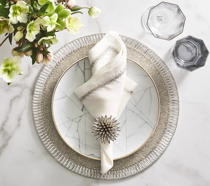 PLACEMAT ROUND BEVEL SILVER/CRYSTAL #60305