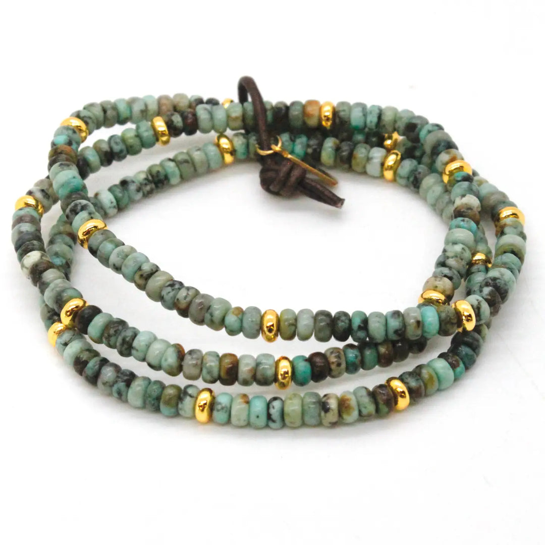 BRACELET AFRICAN TURQUOISE AND GOLD