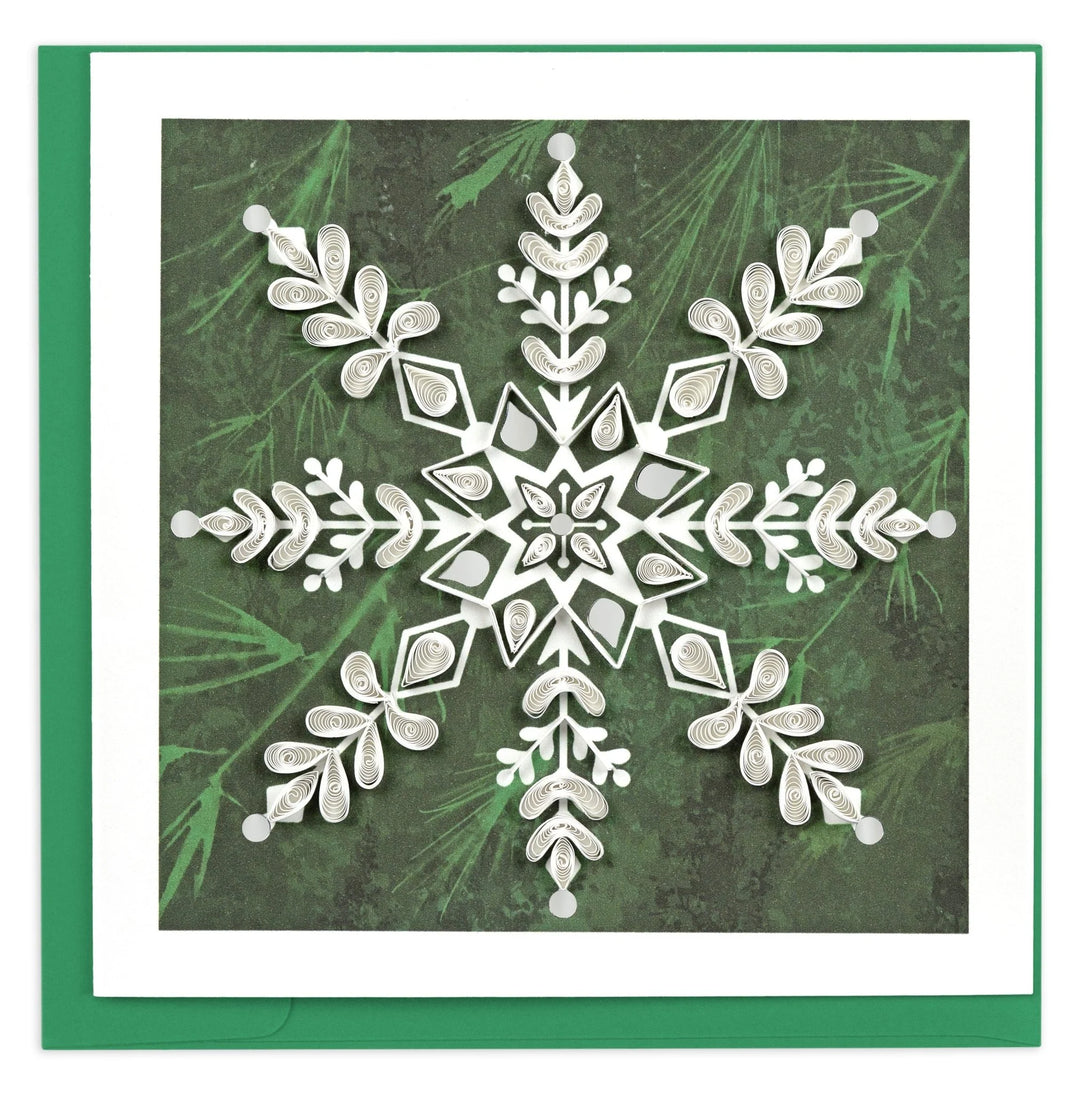 GREETING CARD "SNOWFLAKE ON PINE"