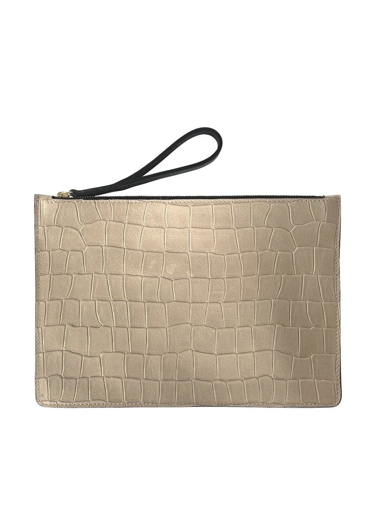 LINDE GALLERY POUCH ZIP ALLIGATOR - MEDIUM (Available in 3 Colors)