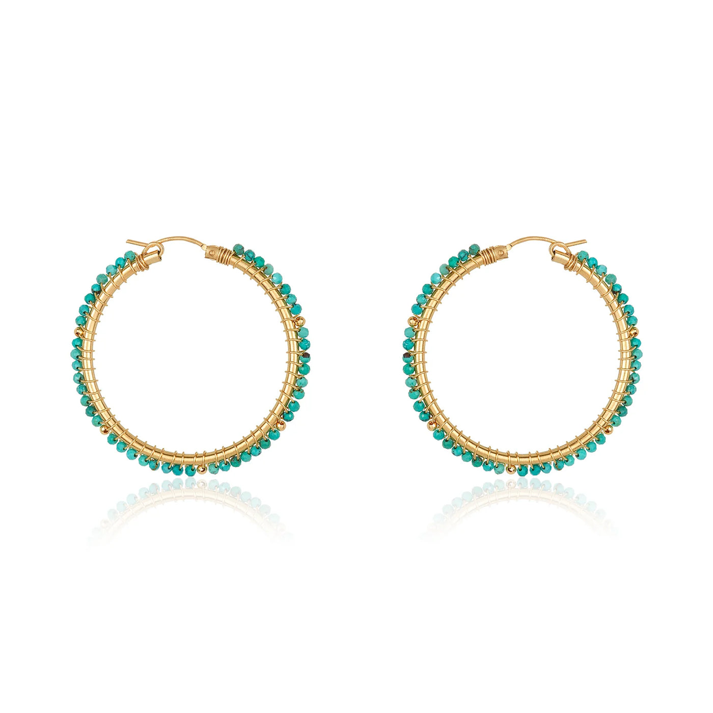 EARRING BEADED HOOPS TURQUOISE #60541