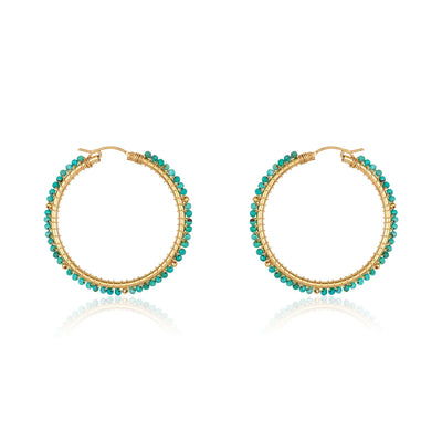 EARRING BEADED HOOPS TURQUOISE #60541