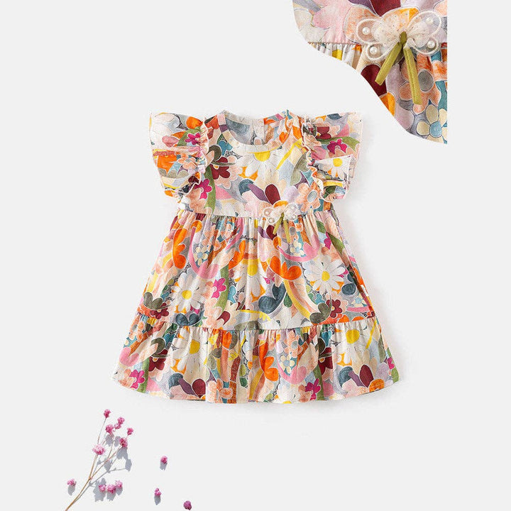 DRESS FLORAL FLY SLEEVES