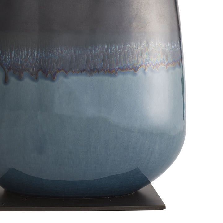 TABLE LAMP GUNMETAL & TEAL CERAMIC #61036