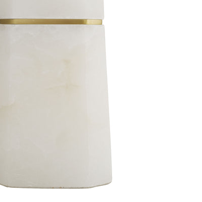 TABLE LAMP WHITE ALABASTER WITH BRASS ACCENTS