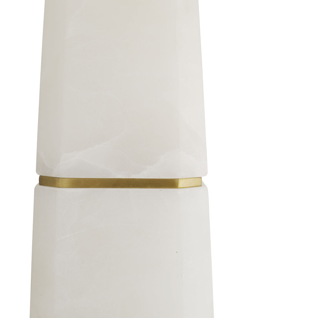 TABLE LAMP WHITE ALABASTER WITH BRASS #61042
