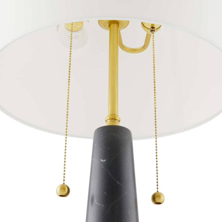 TABLE LAMP DOUBLE SOCKET BLACK MARBLE & BRASS #61047