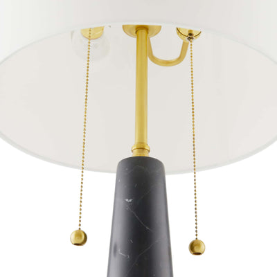 TABLE LAMP DOUBLE SOCKET BLACK MARBLE & BRASS