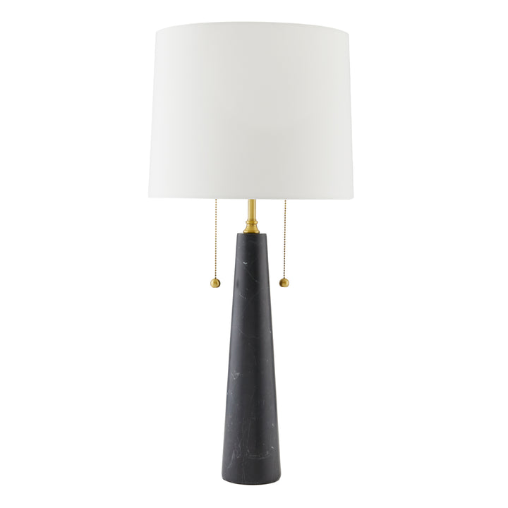 TABLE LAMP DOUBLE SOCKET BLACK MARBLE & BRASS #61047