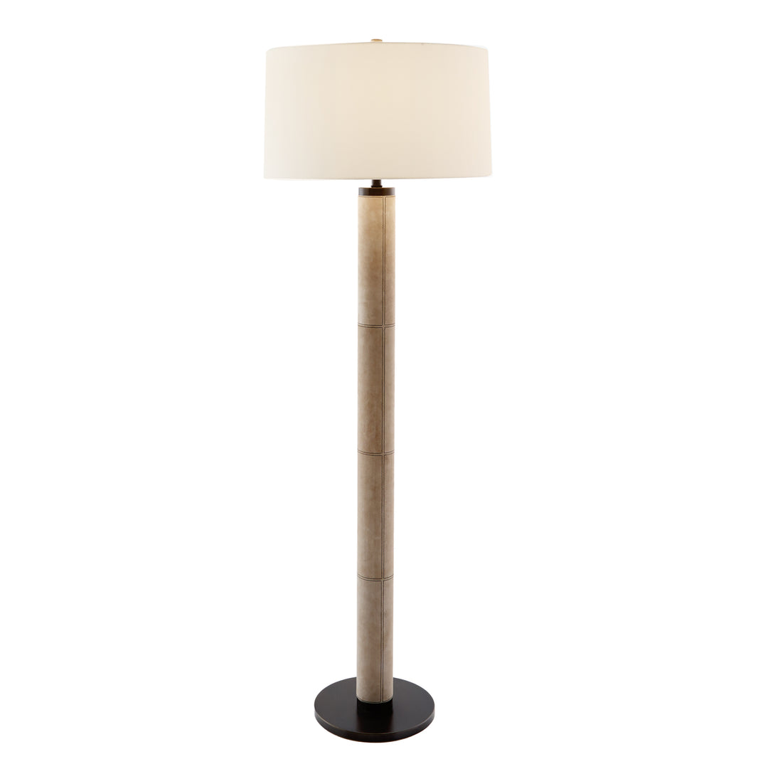 FLOOR LAMP BONE SUEDE WITH BRASS BASE #61051
