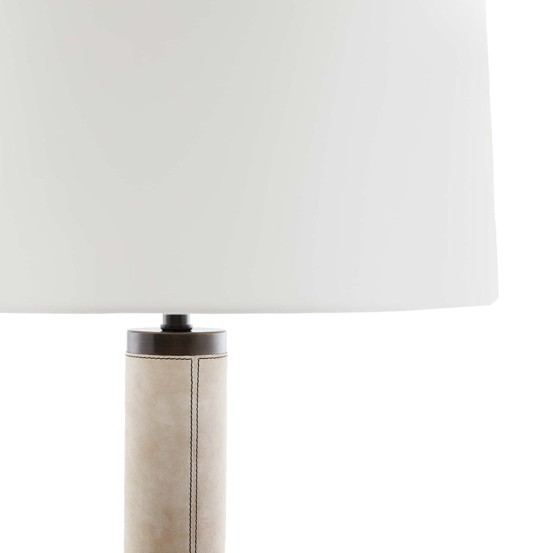 FLOOR LAMP BONE SUEDE WITH BRASS BASE #61051