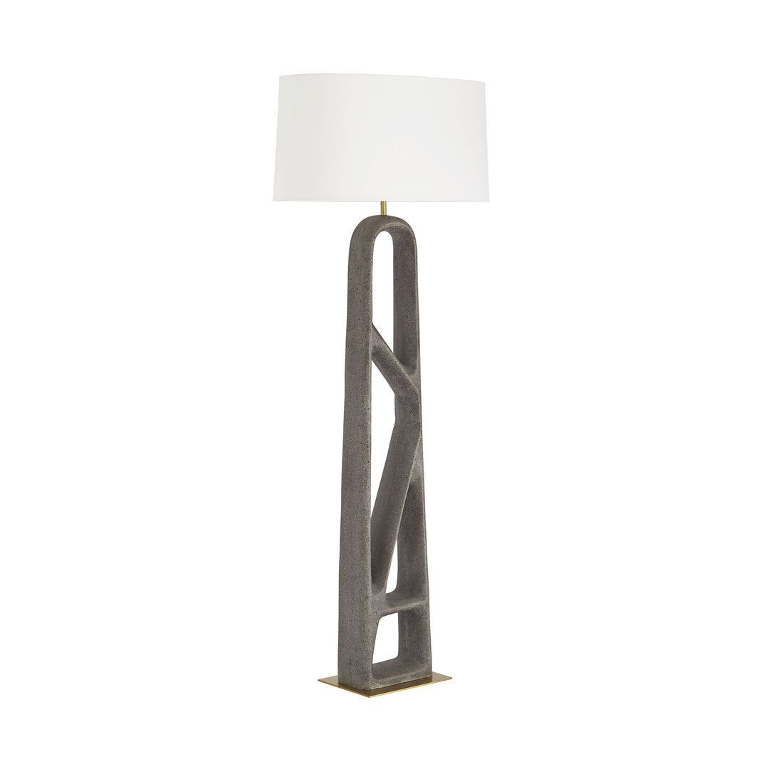 FLOOR LAMP ARCHED GRAPHITE WITH ANTIQUE BRASS BASE (NRD) #61052