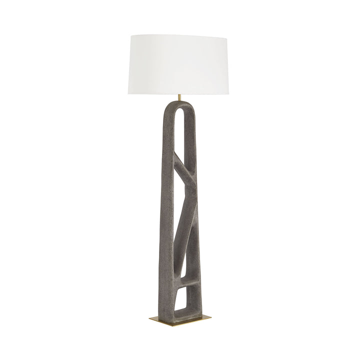 FLOOR LAMP ARCHED GRAPHITE WITH ANTIQUE BRASS BASE (NRD) #61052
