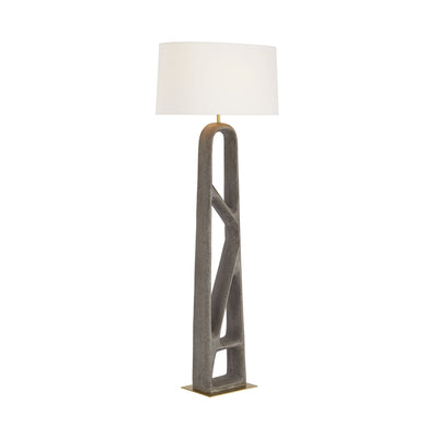 FLOOR LAMP ARCHED GRAPHITE WITH ANTIQUE BRASS BASE