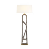 FLOOR LAMP ARCHED GRAPHITE WITH ANTIQUE BRASS BASE (NRD)