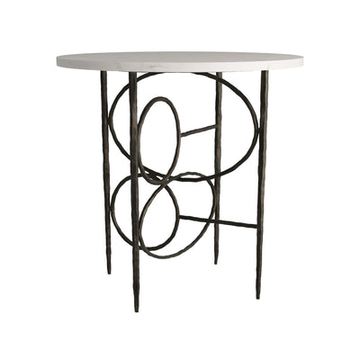 END TABLE CHAIN LOOPS WITH BLACK IRON & MARBLE TOP