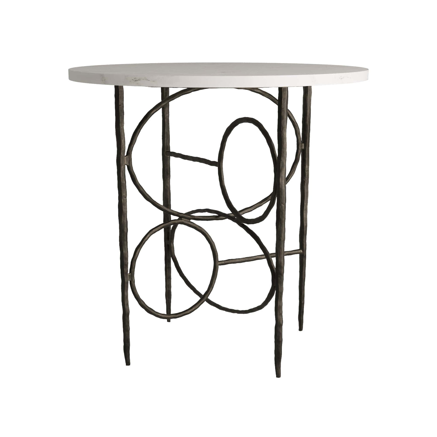 TABLE CHAIN LOOPS WITH BLACK IRON & MARBLE TOP