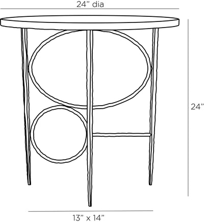 END TABLE CHAIN LOOPS WITH BLACK IRON & MARBLE TOP