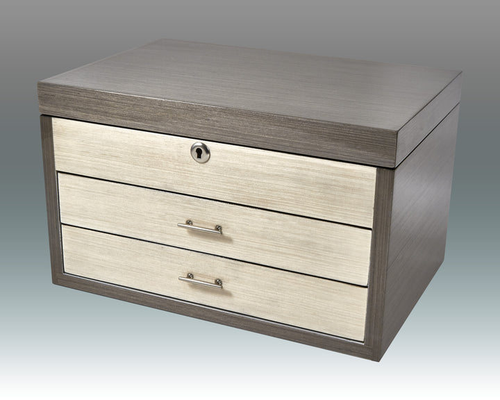 BOX JEWELRY GREY/NATURAL 2 DRAWERS #61210