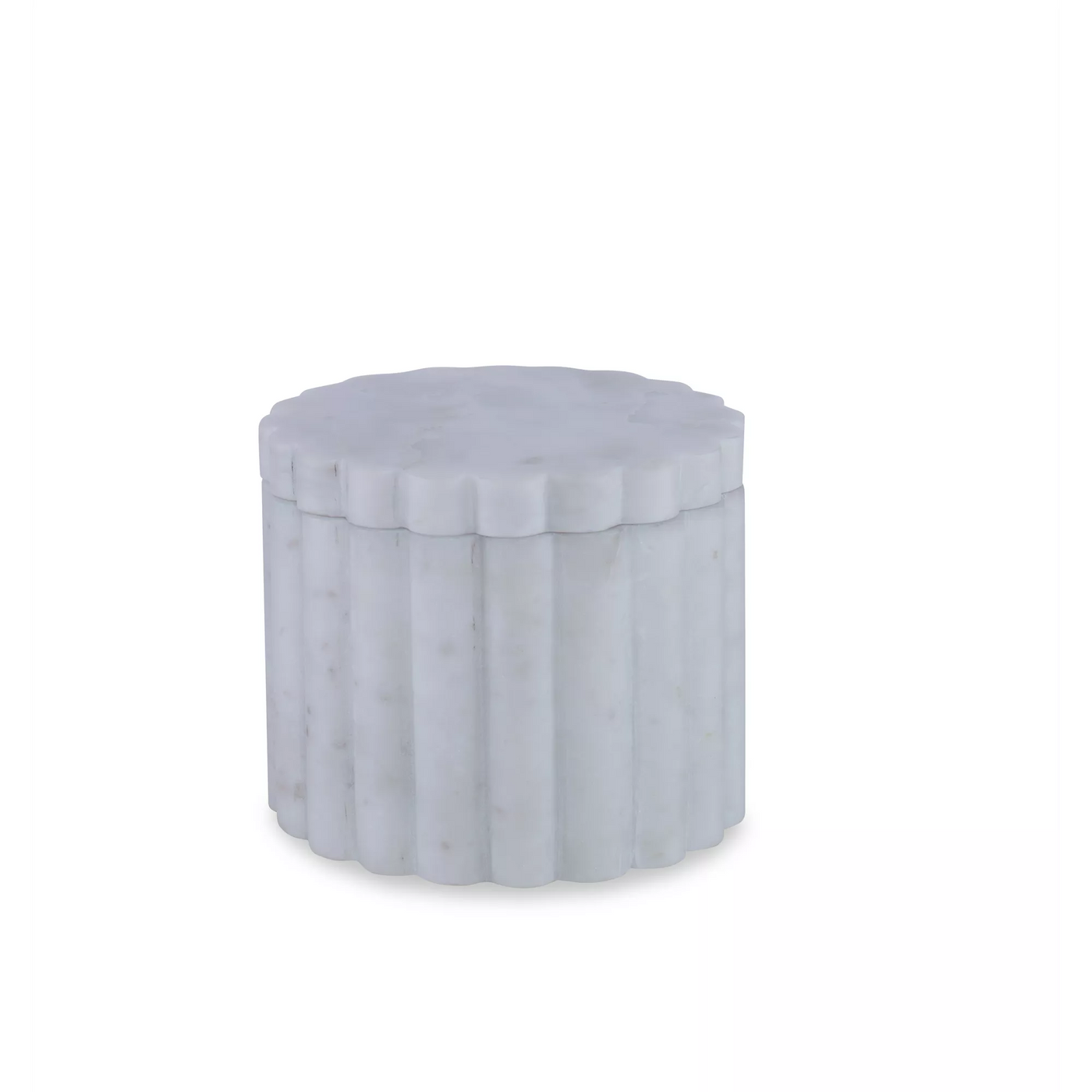 BOX WHITE MARBLE FLUTED ROUND