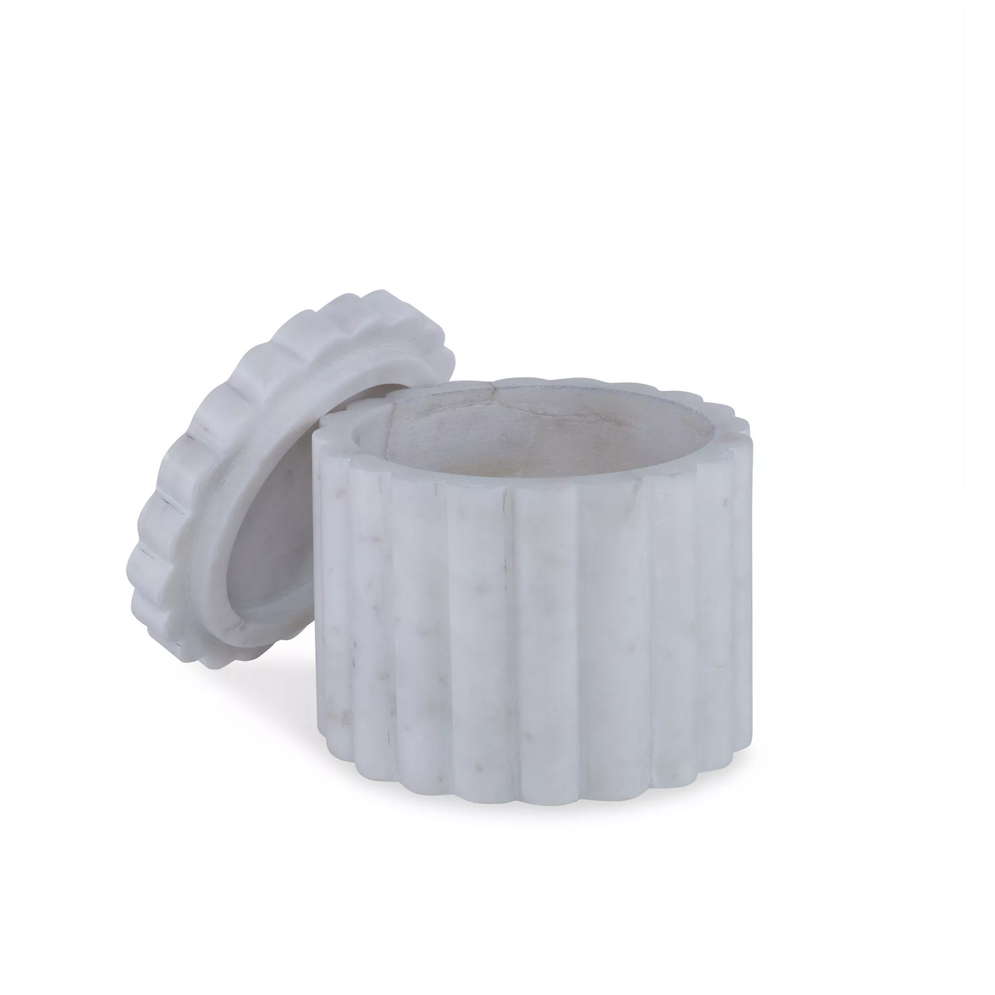BOX WHITE MARBLE FLUTED ROUND