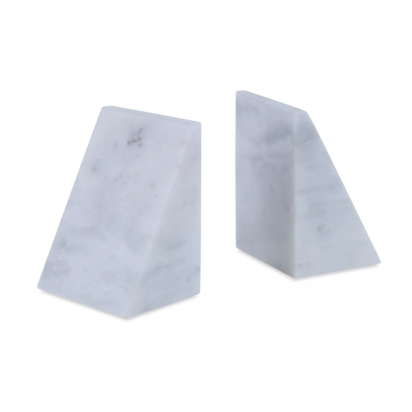 BOOKENDS SLANTED WHITE MARBLE