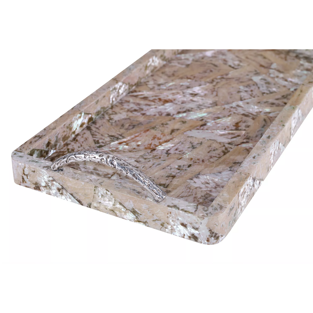 TRAY NATURAL ABALONE SHELL W/ HANDLES (NRD) #61471