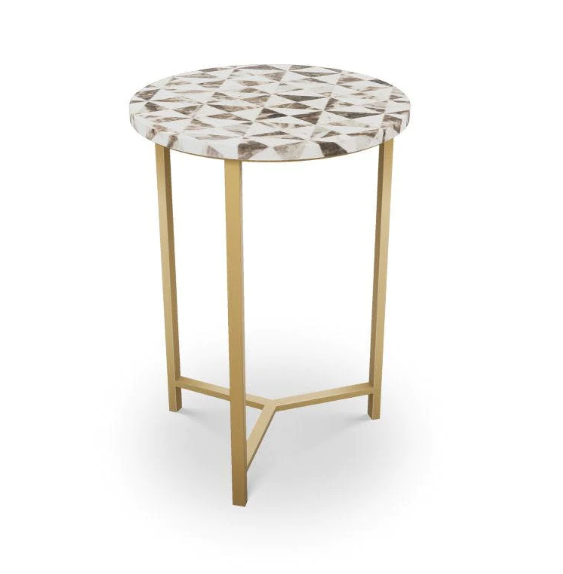 SIDE TABLE MOSIAC TOP BRASS