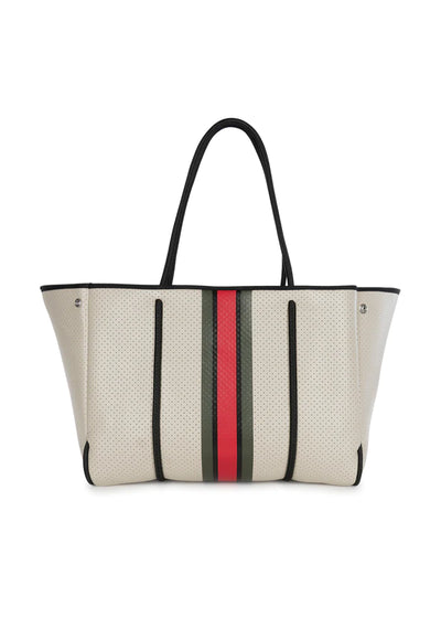 TOTE GREYSON BEIGE WITH RED STRIPE #61967