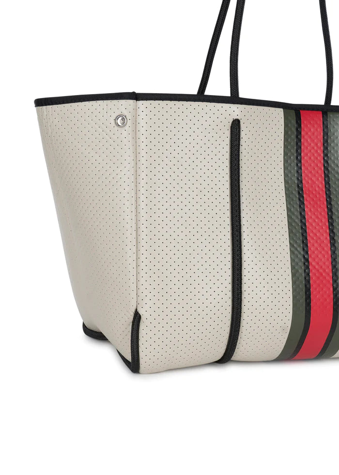 TOTE GREYSON BEIGE WITH RED STRIPE #61967