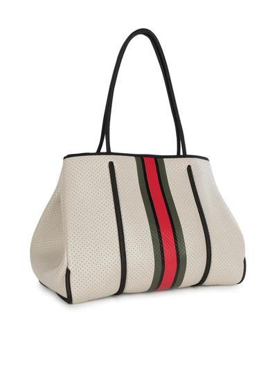 TOTE GREYSON BEIGE WITH RED STRIPE #61967