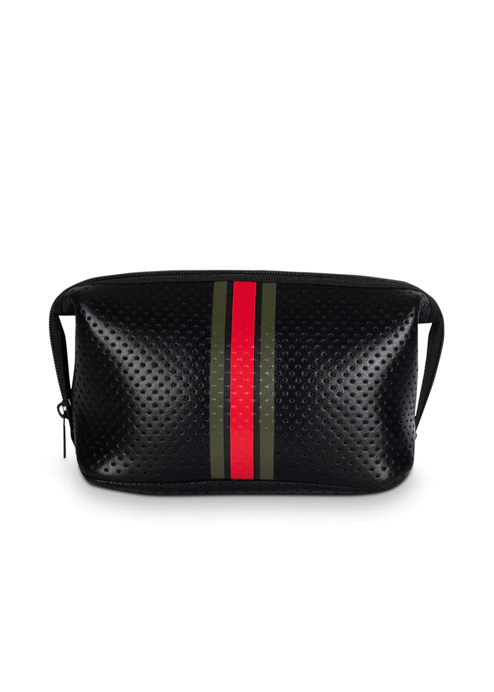 HAUTE SHORE COSMETIC CASE BLACK PERF RED STRIPE