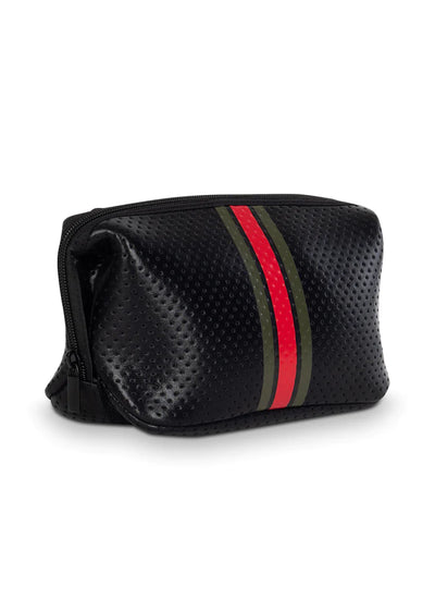 HAUTE SHORE COSMETIC CASE BLACK PERF RED STRIPE