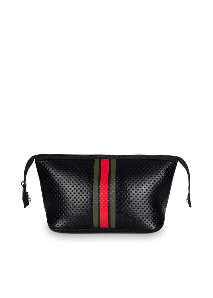 HAUTE SHORE COSMETIC CASE BLACK PERF RED STRIPE