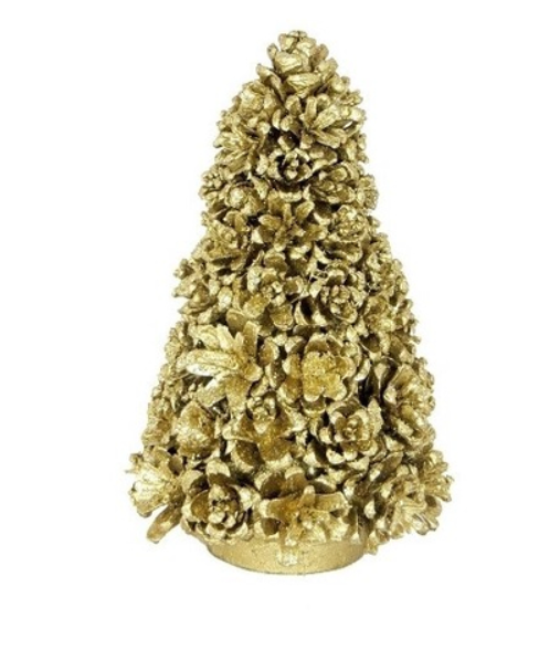 MED ORNAMENT PINE CONE TREE GOLD 8'' #62136