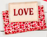 TRAY RED/WHITE CAPIZ SHELL LOVE