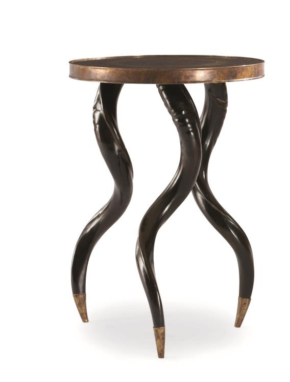 FAUX HORN EBONY CHAIRSIDE TABLE #6259