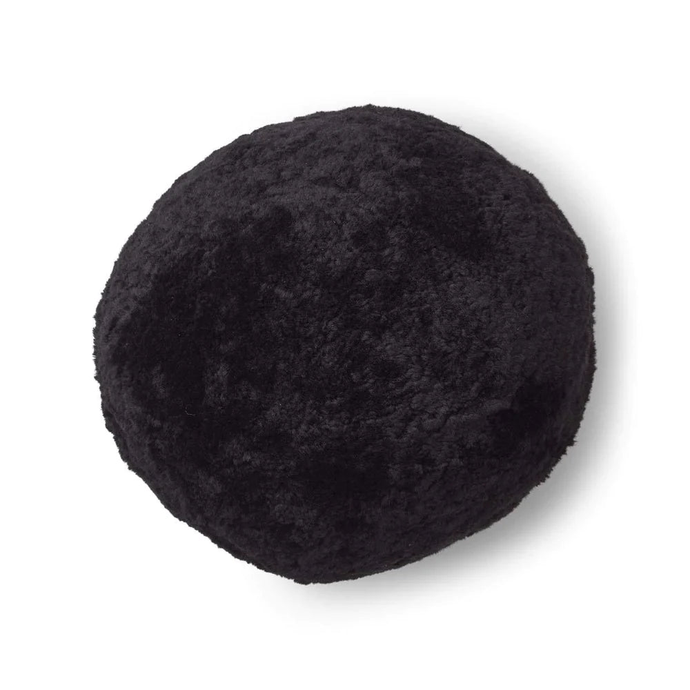 PILLOW ROUND CURLY BLACK