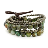 BRACELET AFRICAN TURQUOISE & PYRITE
