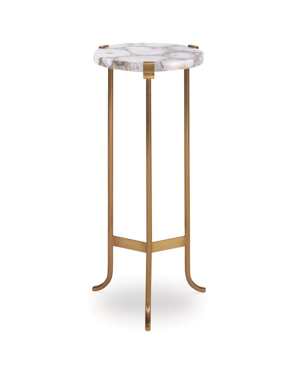 COCKTAIL TABLE BRASS BASE & AGATE TOP ROUND