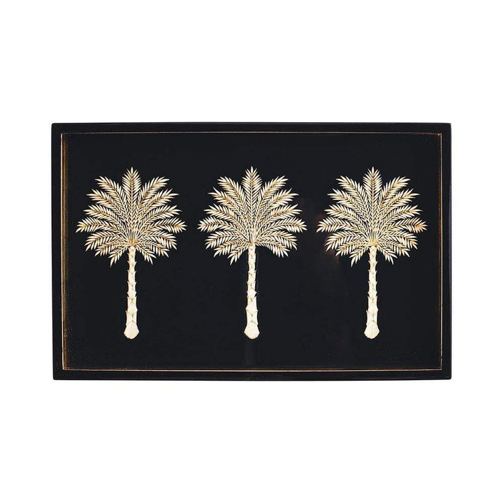 TRAY BLACK PALMS LACQUER