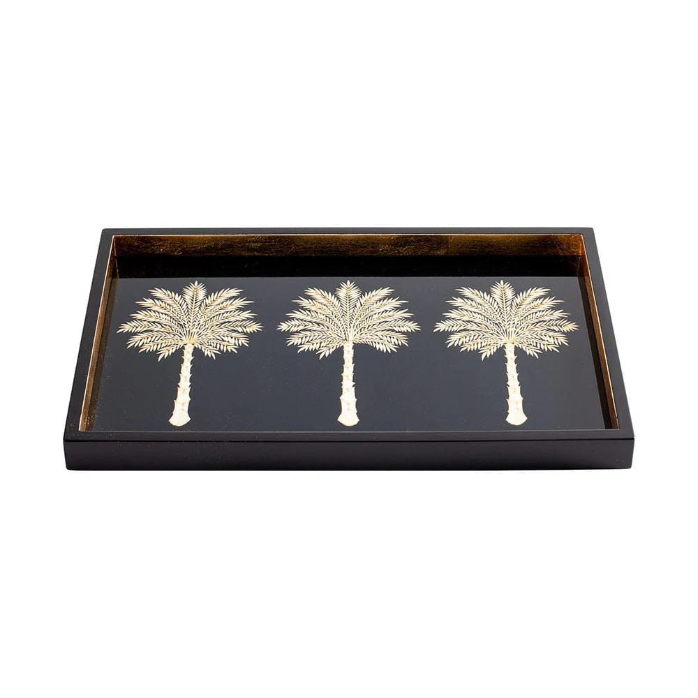 TRAY BLACK PALMS LACQUER (Available in 2 Sizes)