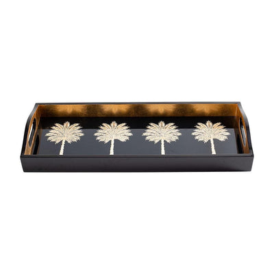 TRAY BLACK PALMS LACQUER (Available in 2 Sizes)